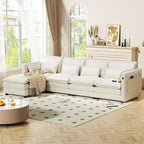 Modulares Ecksofa, L-förmige Couch, 3/4-Sitzer-Sofagarnitur mit Ottoman, Chenille-Stoff