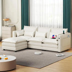 Modulares Ecksofa, L-förmige Couch, 3/4-Sitzer-Sofagarnitur mit Ottoman, Chenille-Stoff