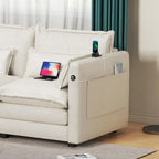 Modulares Ecksofa, L-förmige Couch, 3/4-Sitzer-Sofagarnitur mit Ottoman, Chenille-Stoff