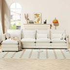 Modulares Ecksofa, L-förmige Couch, 3/4-Sitzer-Sofagarnitur mit Ottoman, Chenille-Stoff