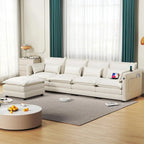 Modulares Ecksofa, L-förmige Couch, 3/4-Sitzer-Sofagarnitur mit Ottoman, Chenille-Stoff