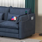 Modulares Ecksofa, L-förmige Couch, 3/4-Sitzer-Sofagarnitur mit Ottoman, Chenille-Stoff