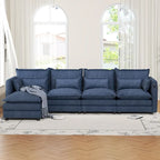Modulares Ecksofa, L-förmige Couch, 3/4-Sitzer-Sofagarnitur mit Ottoman, Chenille-Stoff