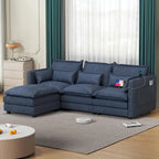 Modulares Ecksofa, L-förmige Couch, 3/4-Sitzer-Sofagarnitur mit Ottoman, Chenille-Stoff