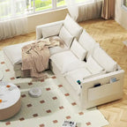 Modulares Ecksofa, L-förmige Couch, 3/4-Sitzer-Sofagarnitur mit Ottoman, Chenille-Stoff