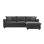 Modernes 4-Sitzer L-förmiges Ecksofa, mit 2 kostenlosen Kissen, verwandelbarer Ottomane