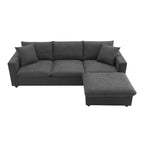 Modernes 4-Sitzer L-förmiges Ecksofa, mit 2 kostenlosen Kissen, verwandelbarer Ottomane