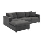 Modernes 4-Sitzer L-förmiges Ecksofa, mit 2 kostenlosen Kissen, verwandelbarer Ottomane