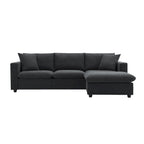 Modernes 4-Sitzer L-förmiges Ecksofa, mit 2 kostenlosen Kissen, verwandelbarer Ottomane