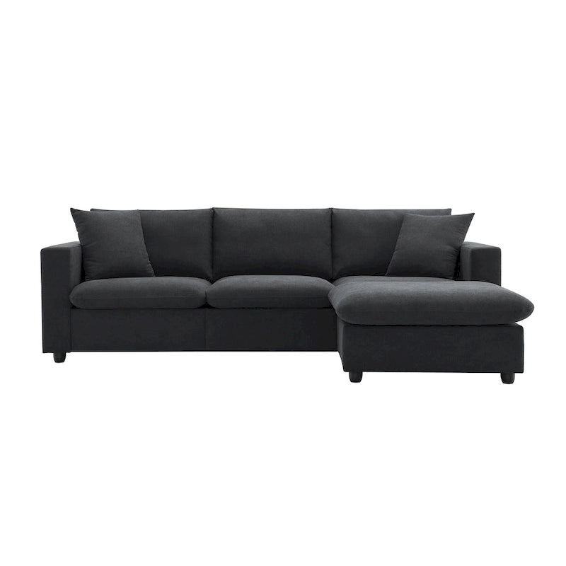 Modernes 4-Sitzer L-förmiges Ecksofa, mit 2 kostenlosen Kissen, verwandelbarer Ottomane