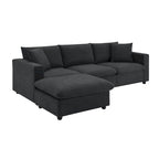 Modernes 4-Sitzer L-förmiges Ecksofa, mit 2 kostenlosen Kissen, verwandelbarer Ottomane
