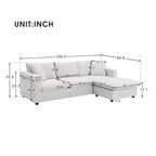 Modernes 4-Sitzer L-förmiges Ecksofa, mit 2 kostenlosen Kissen, verwandelbarer Ottomane