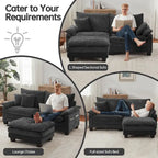 Modulares Sektionssofa, Bequemes Cloud Couch Sektionssofa mit Ottoman, Tiefes Schlafsofa für Wohnzimmer