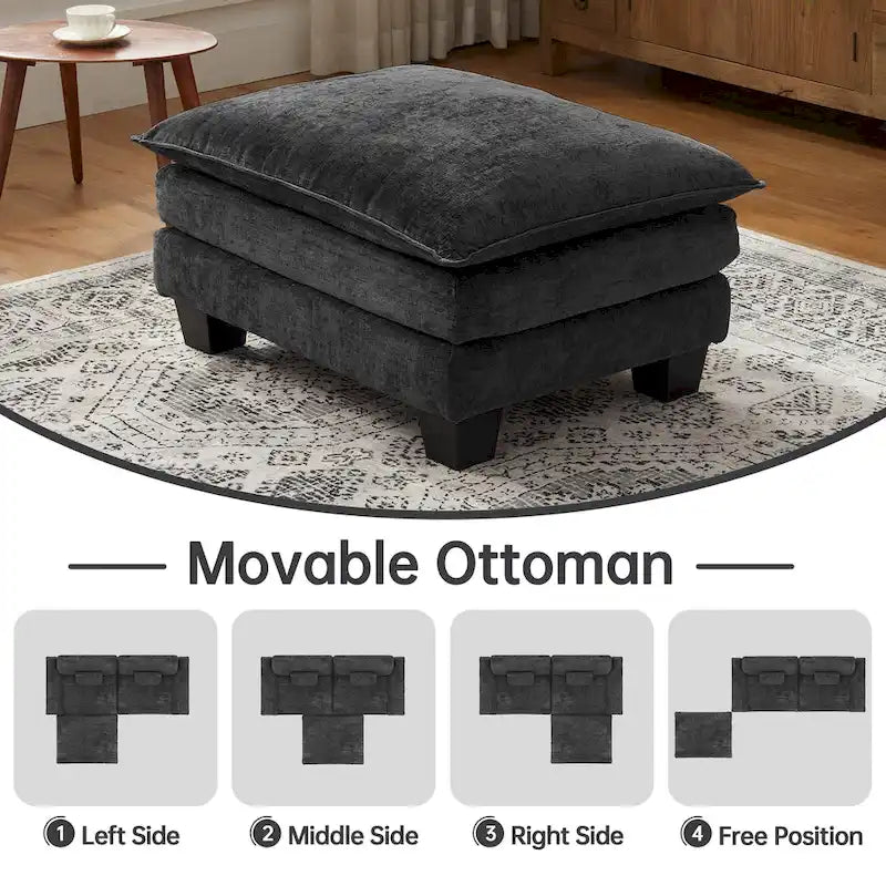 Modulares Sektionssofa, Bequemes Cloud Couch Sektionssofa mit Ottoman, Tiefes Schlafsofa für Wohnzimmer