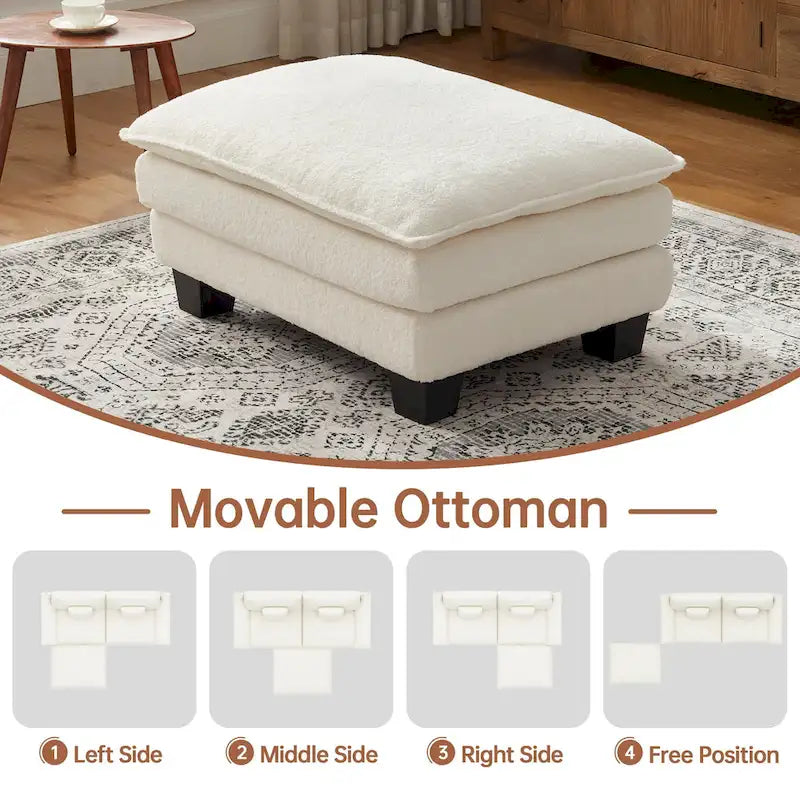 Modulares Sektionssofa, Bequemes Cloud Couch Sektionssofa mit Ottoman, Tiefes Schlafsofa für Wohnzimmer