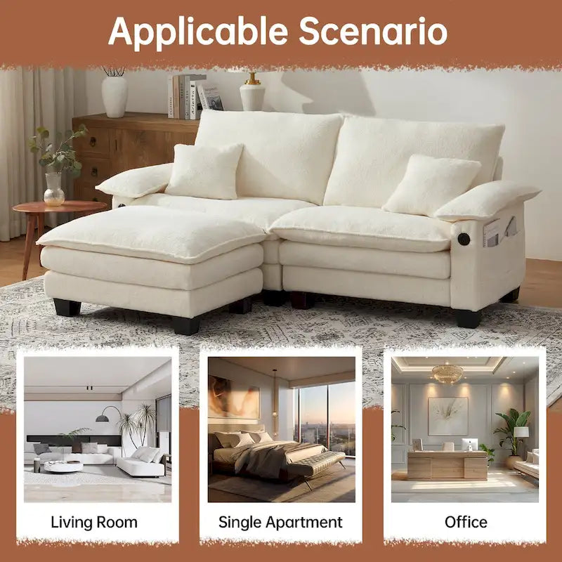 Modulares Sektionssofa, Bequemes Cloud Couch Sektionssofa mit Ottoman, Tiefes Schlafsofa für Wohnzimmer