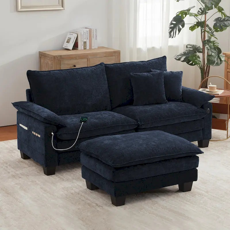 Modulares Sektionssofa, Bequemes Cloud Couch Sektionssofa mit Ottoman, Tiefes Schlafsofa für Wohnzimmer