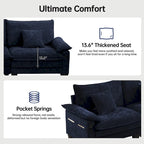 Modulares Sektionssofa, Bequemes Cloud Couch Sektionssofa mit Ottoman, Tiefes Schlafsofa für Wohnzimmer