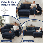 Modulares Sektionssofa, Bequemes Cloud Couch Sektionssofa mit Ottoman, Tiefes Schlafsofa für Wohnzimmer