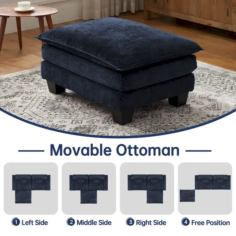 Modulares Sektionssofa, Bequemes Cloud Couch Sektionssofa mit Ottoman, Tiefes Schlafsofa für Wohnzimmer