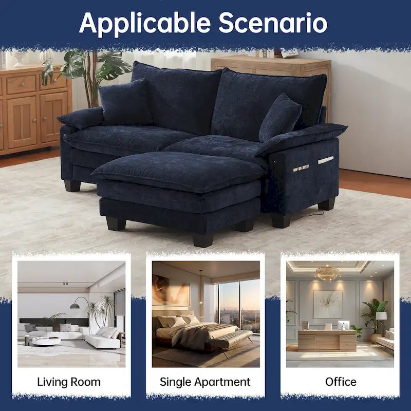 Modulares Sektionssofa, Bequemes Cloud Couch Sektionssofa mit Ottoman, Tiefes Schlafsofa für Wohnzimmer