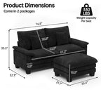 Modulares Sektionssofa, Bequemes Cloud Couch Sektionssofa mit Ottoman, Tiefes Schlafsofa für Wohnzimmer