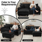Modulares Sektionssofa, Bequemes Cloud Couch Sektionssofa mit Ottoman, Tiefes Schlafsofa für Wohnzimmer