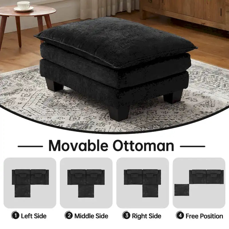 Modulares Sektionssofa, Bequemes Cloud Couch Sektionssofa mit Ottoman, Tiefes Schlafsofa für Wohnzimmer