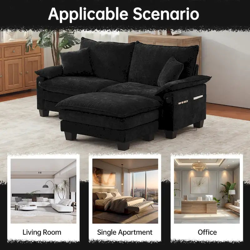 Modulares Sektionssofa, Bequemes Cloud Couch Sektionssofa mit Ottoman, Tiefes Schlafsofa für Wohnzimmer