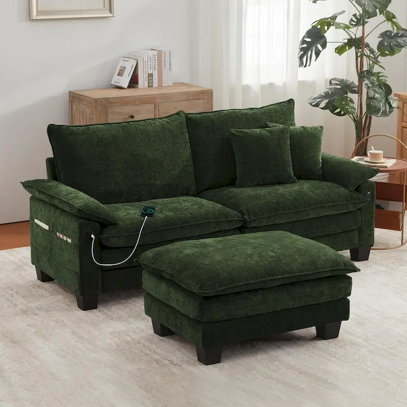 Modulares Sektionssofa, Bequemes Cloud Couch Sektionssofa mit Ottoman, Tiefes Schlafsofa für Wohnzimmer