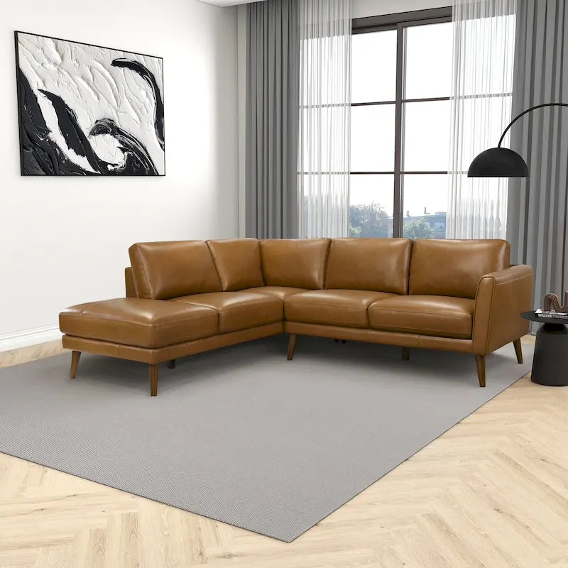 Bloom Wohnzimmer-Ecksofa aus echtem Leder