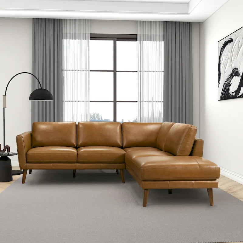 Bloom Wohnzimmer-Ecksofa aus echtem Leder