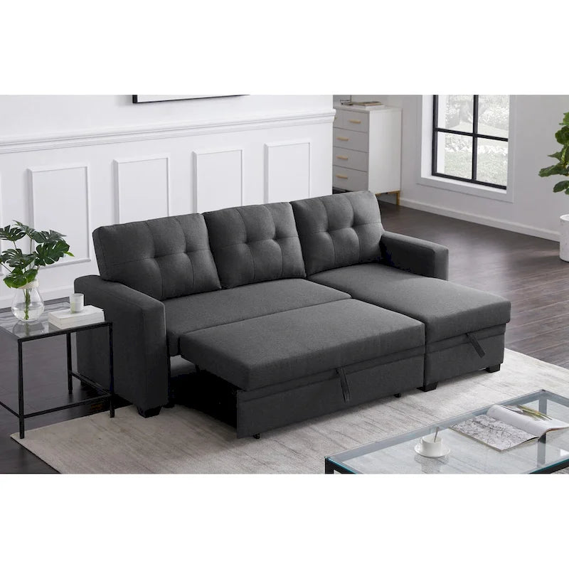 Polster-Ausziehsofa mit Recamiere – 82B x 53T x 34,5H