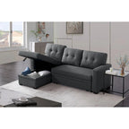 Polster-Ausziehsofa mit Recamiere – 82B x 53T x 34,5H