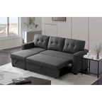 Polster-Ausziehsofa mit Recamiere – 82B x 53T x 34,5H