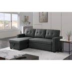 Polster-Ausziehsofa mit Recamiere – 82B x 53T x 34,5H