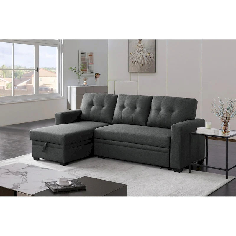 Polster-Ausziehsofa mit Recamiere – 82B x 53T x 34,5H