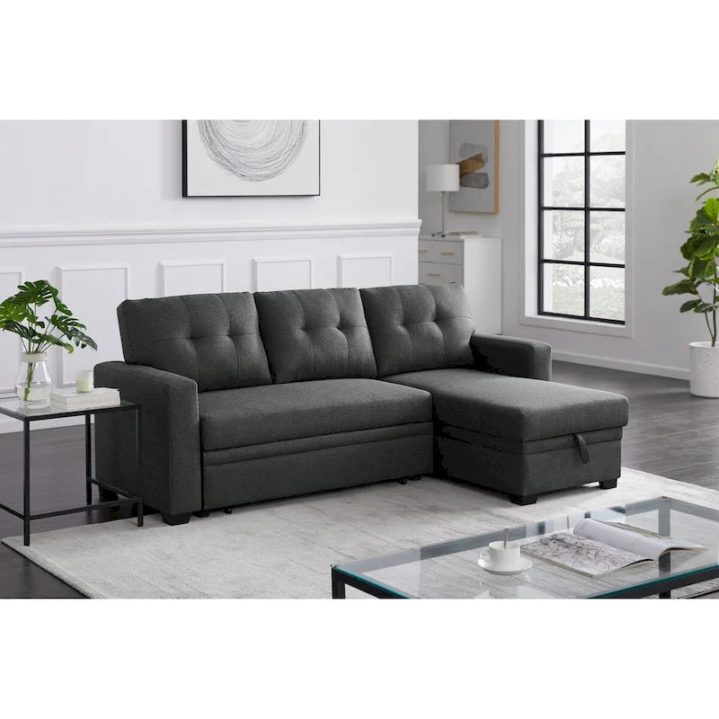 Polster-Ausziehsofa mit Recamiere – 82B x 53T x 34,5H