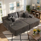 HOOOWOOO Modulares Sofa, Plüsch-Cord-Ecksofa mit Kissen