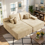 HOOOWOOO Modulares Sofa, Plüsch-Cord-Ecksofa mit Kissen