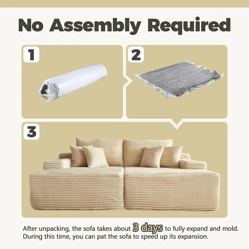 HOOOWOOO Modulares Sofa, Plüsch-Cord-Ecksofa mit Kissen