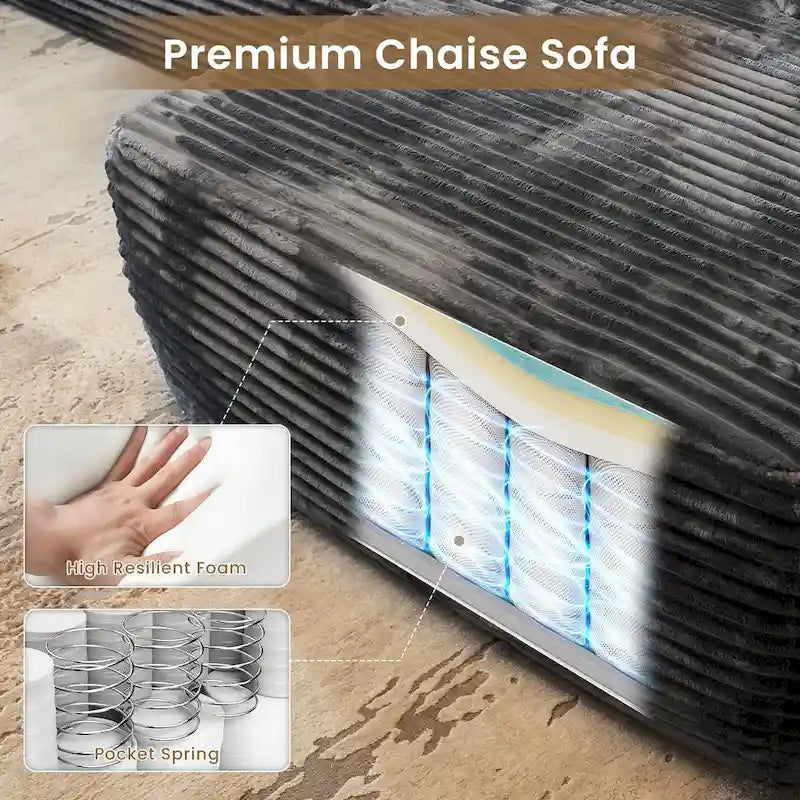 HOOOWOOO Modulares Sofa, Plüsch-Cord-Ecksofa mit Kissen