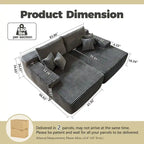 HOOOWOOO Modulares Sofa, Plüsch-Cord-Ecksofa mit Kissen