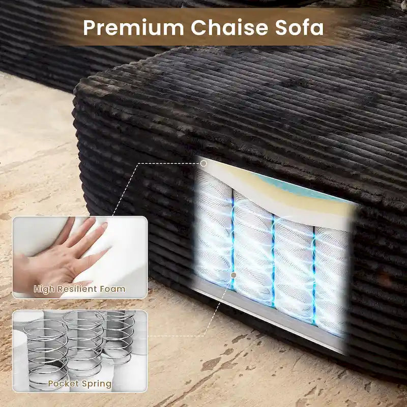 HOOOWOOO Modulares Sofa, Plüsch-Cord-Ecksofa mit Kissen