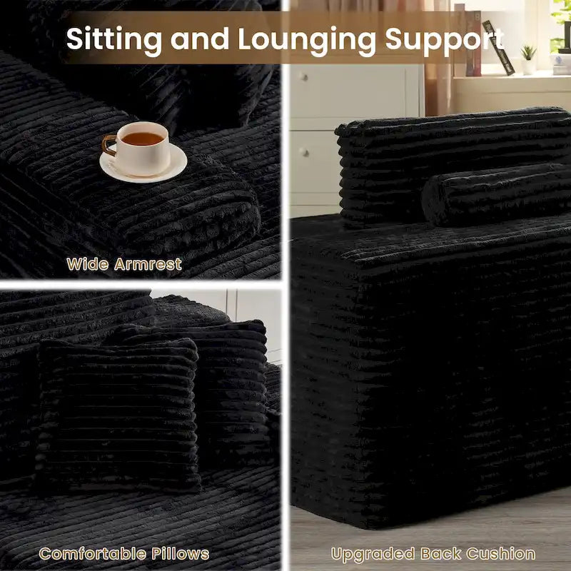 HOOOWOOO Modulares Sofa, Plüsch-Cord-Ecksofa mit Kissen