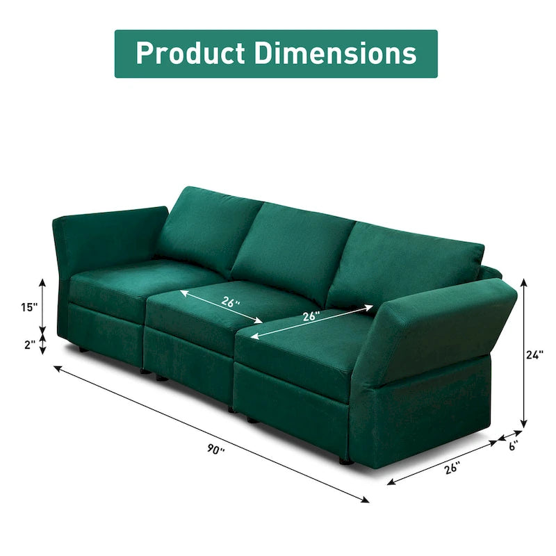 Modulares Sofa Modernes Sektionssofa mit Stauraum und freier Aneinanderreihung für Wohnzimmermöbel-Set