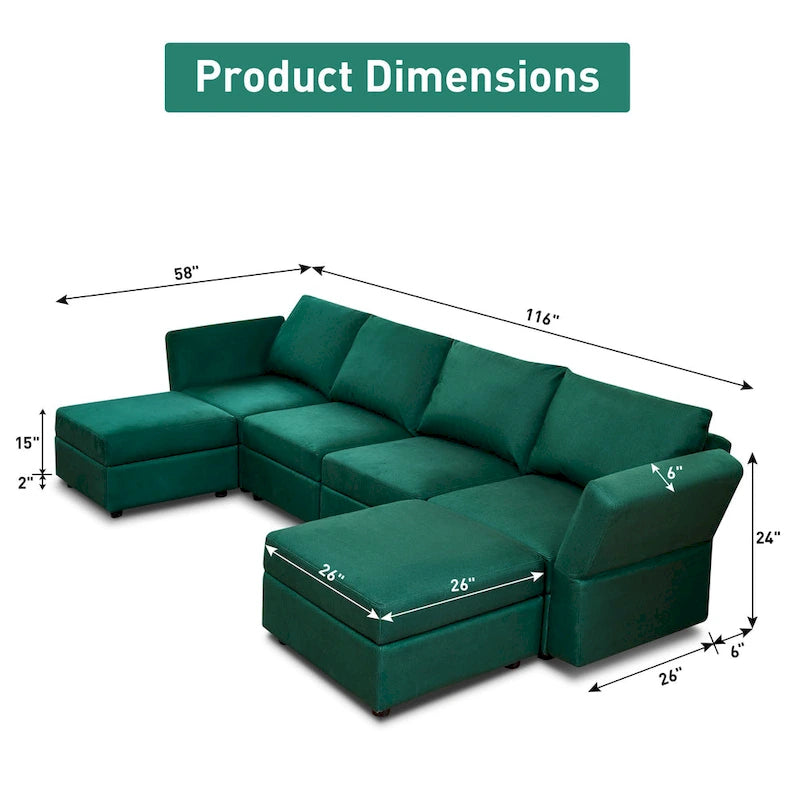 Modulares Sofa Modernes Sektionssofa mit Stauraum und freier Aneinanderreihung für Wohnzimmermöbel-Set