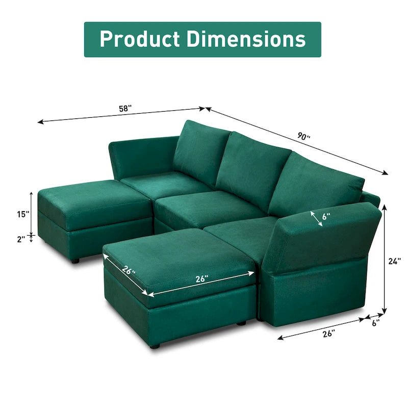 Modulares Sofa Modernes Sektionssofa mit Stauraum und freier Aneinanderreihung für Wohnzimmermöbel-Set