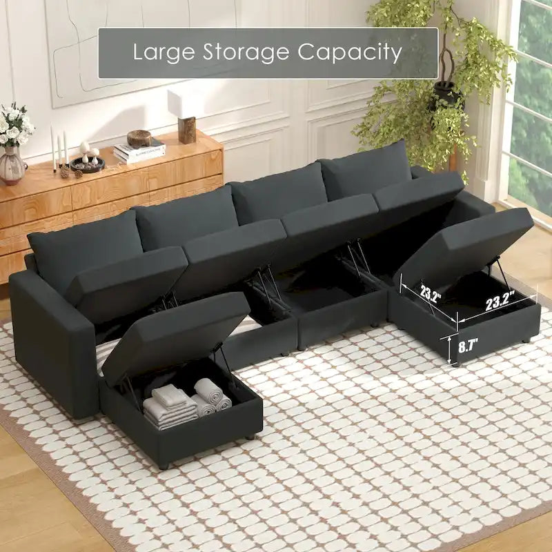 Modulares Sofa Modernes Sektionssofa mit Stauraum und freier Aneinanderreihung für Wohnzimmermöbel-Set