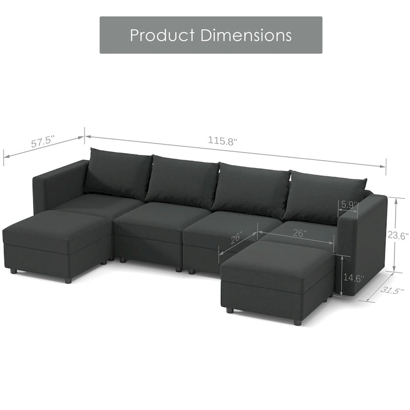 Modulares Sofa Modernes Sektionssofa mit Stauraum und freier Aneinanderreihung für Wohnzimmermöbel-Set
